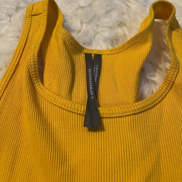 Anthropologie Ribbed Yellow Basic Tank Size Small - Picture 3 of 6